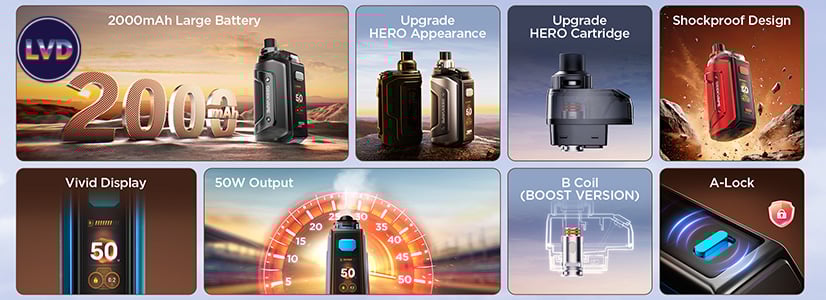 Caractéristiques pod Aegis Hero 5 GeekVape